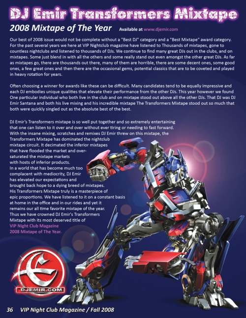 Mixtape of The Year Article for DJ Emir's Transformers Mixtape