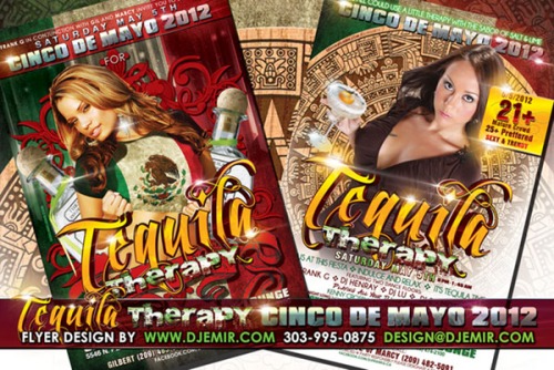 Amazing Flyer Design for Tequila Therapy Cinco De Mayo Party