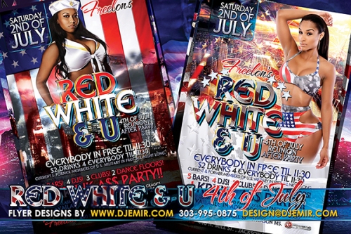 Annual Red White & U 4th of July Independence Day Party Flyer Design