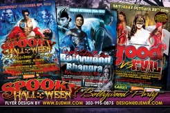 Good Vs Evil, Spooky Halloween Bollywood And Bhangra Halloween Party Flyer Designs